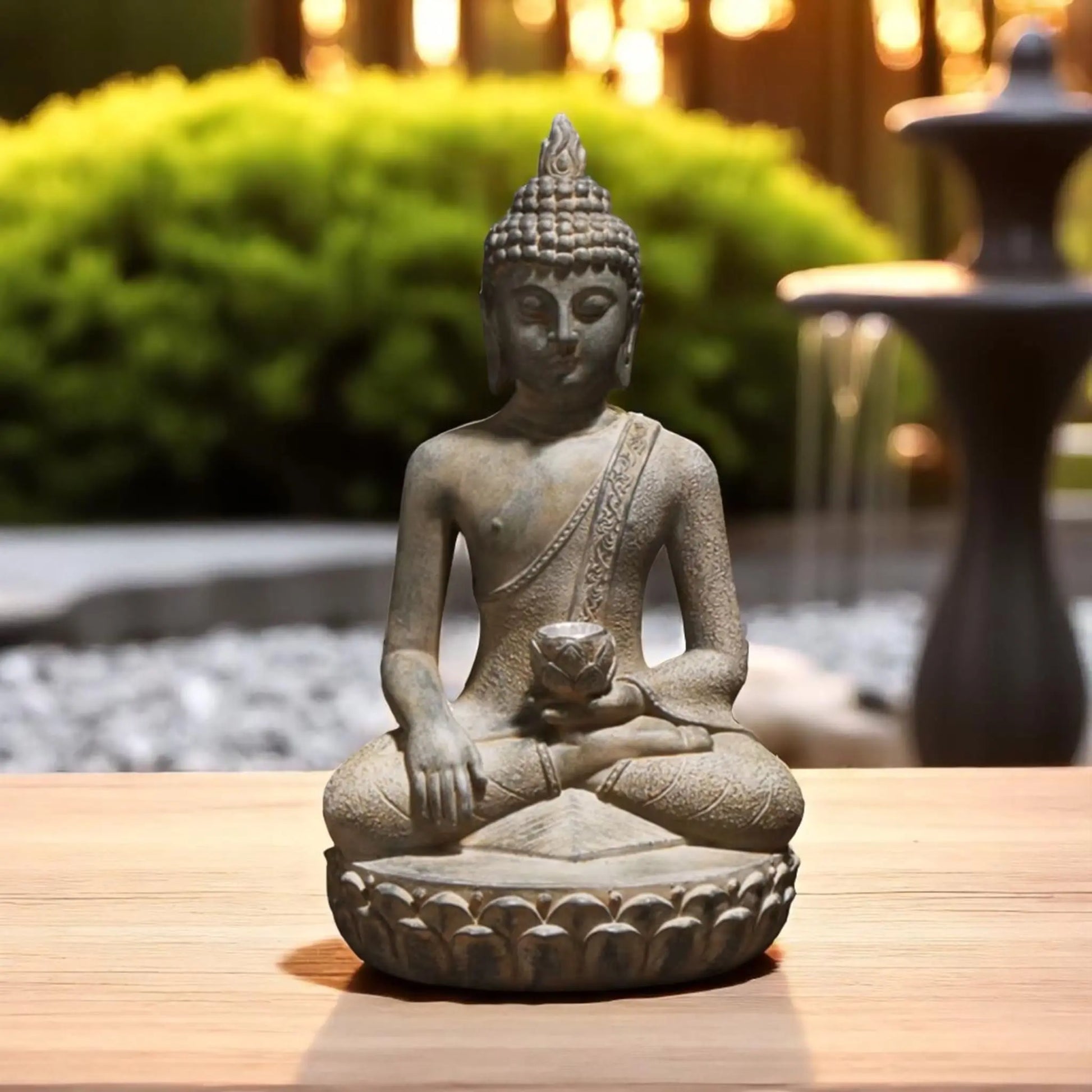 Solar Buddha Statue – Tranquil Resin Light for Zen Gardens  Geniogoods