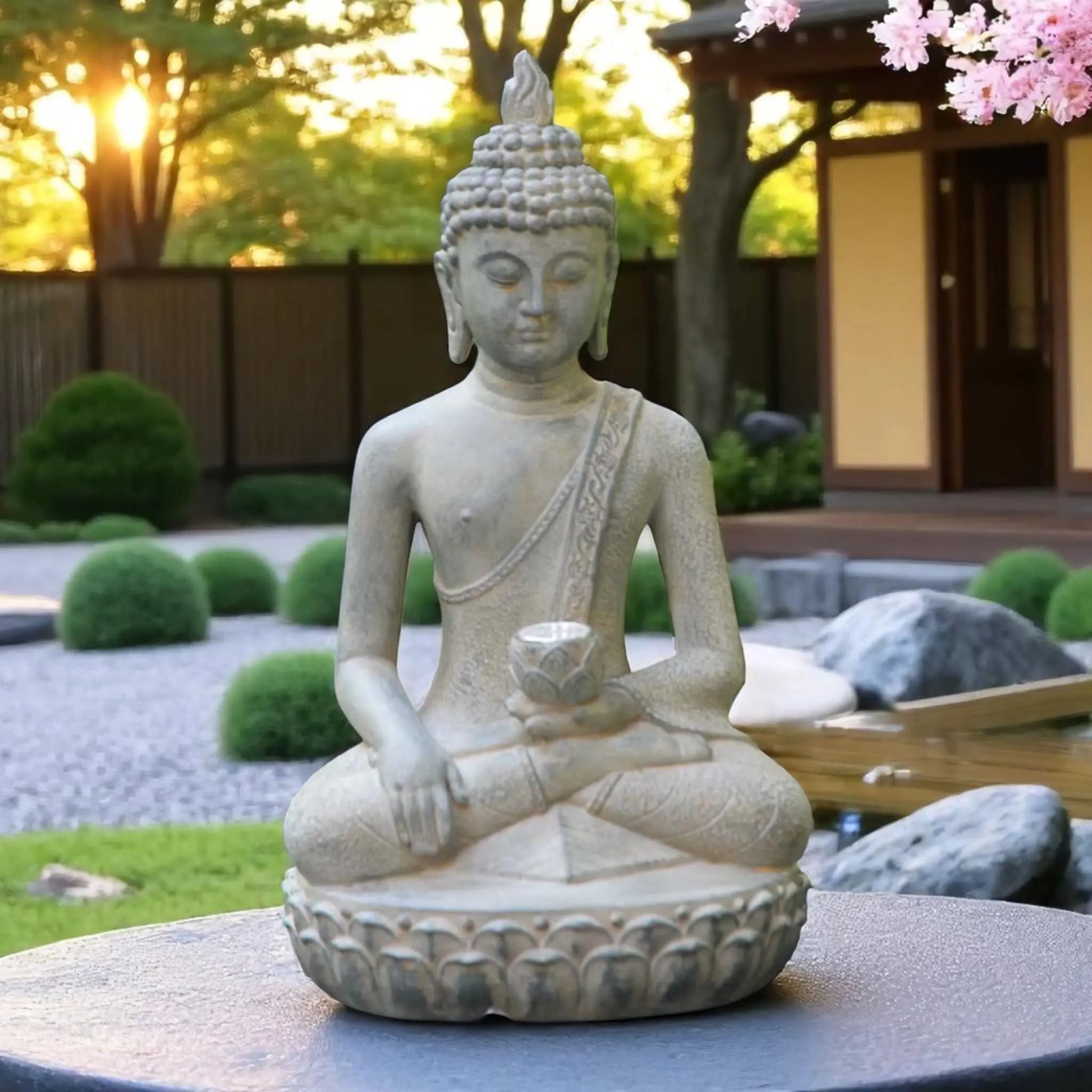 Solar Buddha Statue – Tranquil Resin Light for Zen Gardens  Geniogoods