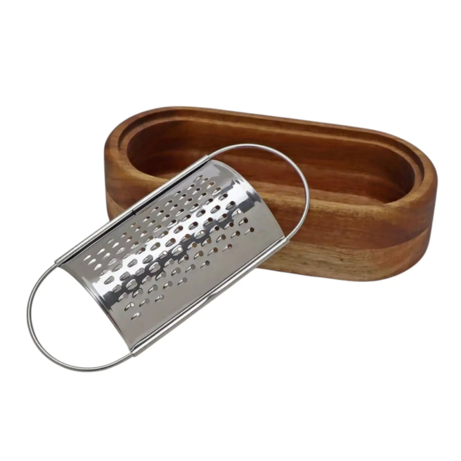 Stainless Steel Cheese Grater with Acacia Wood Collector – Durable & Stylish Geniogoods