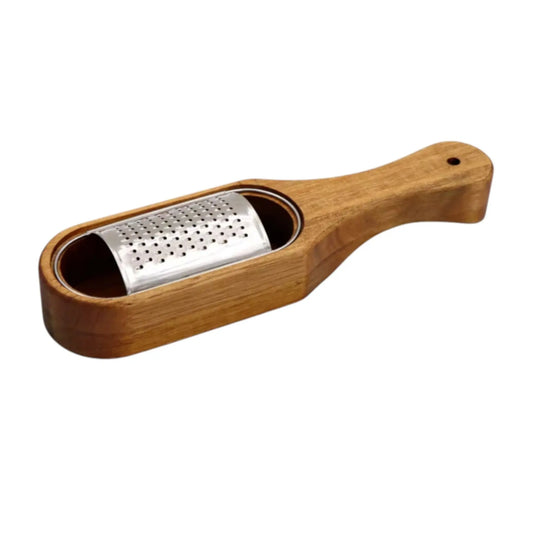 Stainless Steel Cheese Grater with Acacia Wood Collector – Durable & Stylish Geniogoods