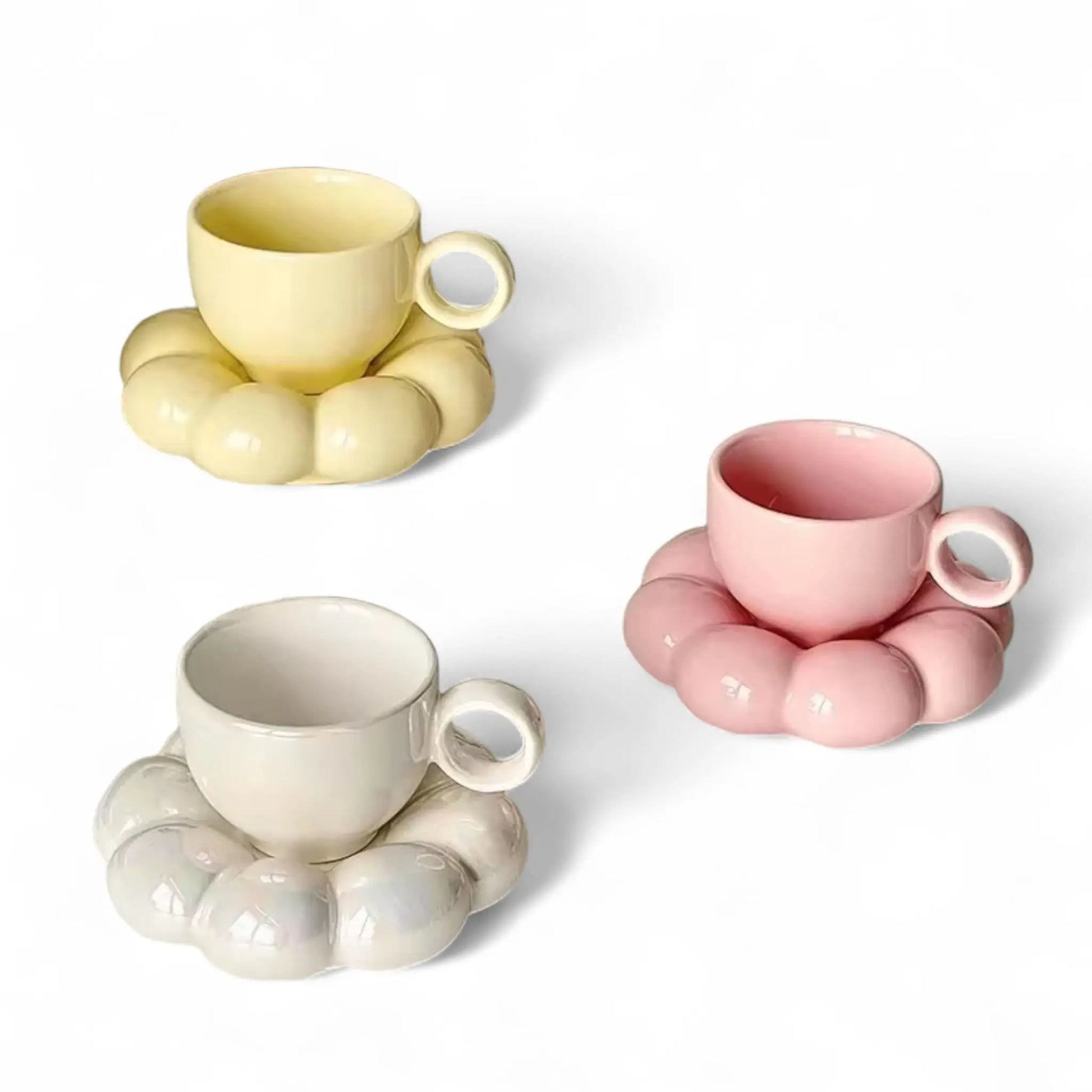 Sunflower Cloud Mug – Aesthetic Ceramic Cup & Saucer Set for Home & Office  Geniogoods