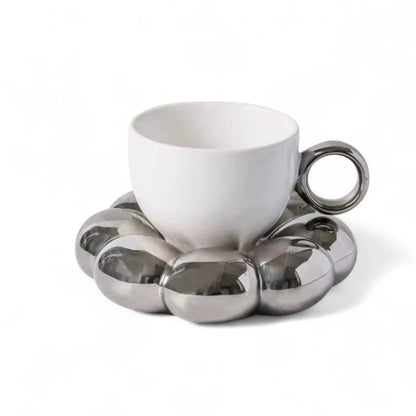 Sunflower Cloud Mug – Aesthetic Ceramic Cup & Saucer Set for Home & Office  Geniogoods