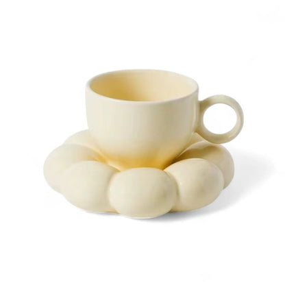 Sunflower Cloud Mug – Aesthetic Ceramic Cup & Saucer Set for Home & Office  Geniogoods