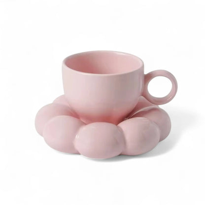 Sunflower Cloud Mug – Aesthetic Ceramic Cup & Saucer Set for Home & Office  Geniogoods