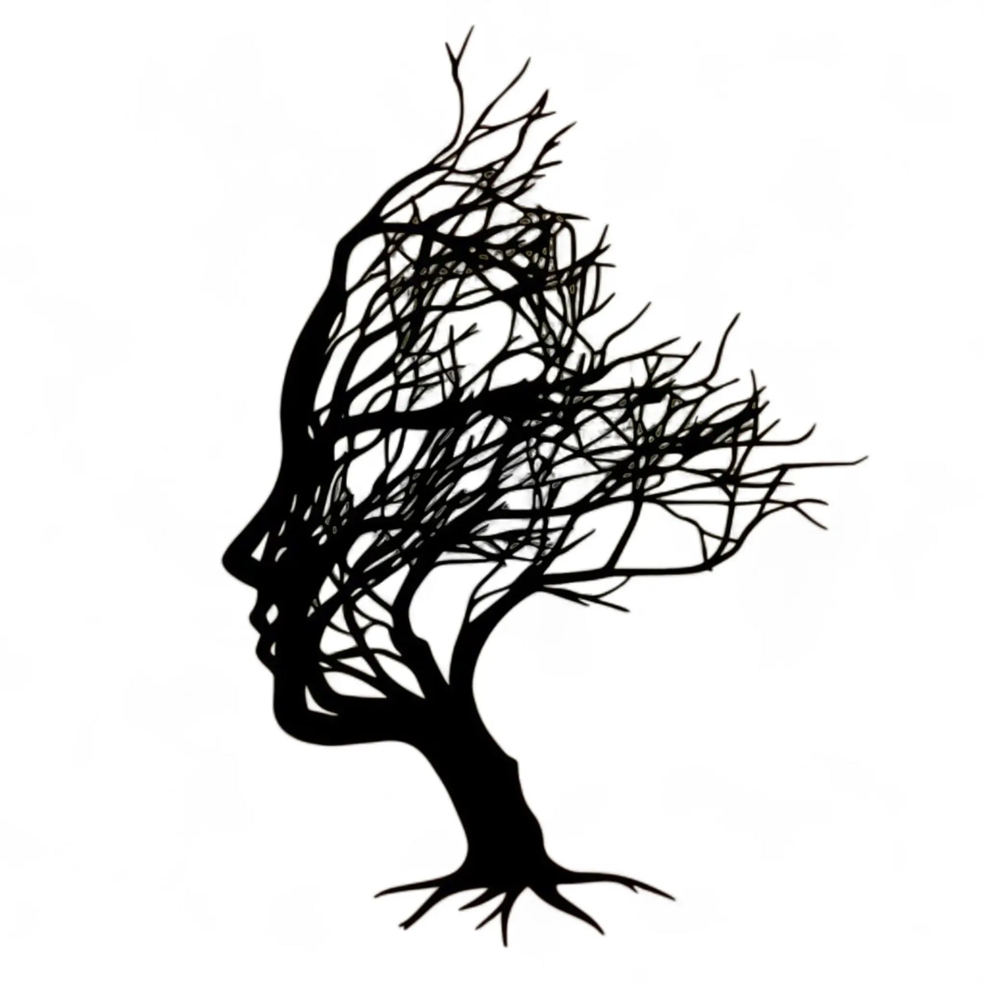 Tree Face Metal Wall Art – Abstract Modern Female Silhouette Decor  Geniogoods