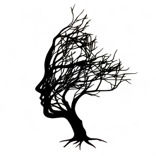 Tree Face Metal Wall Art – Abstract Modern Female Silhouette Decor  Geniogoods