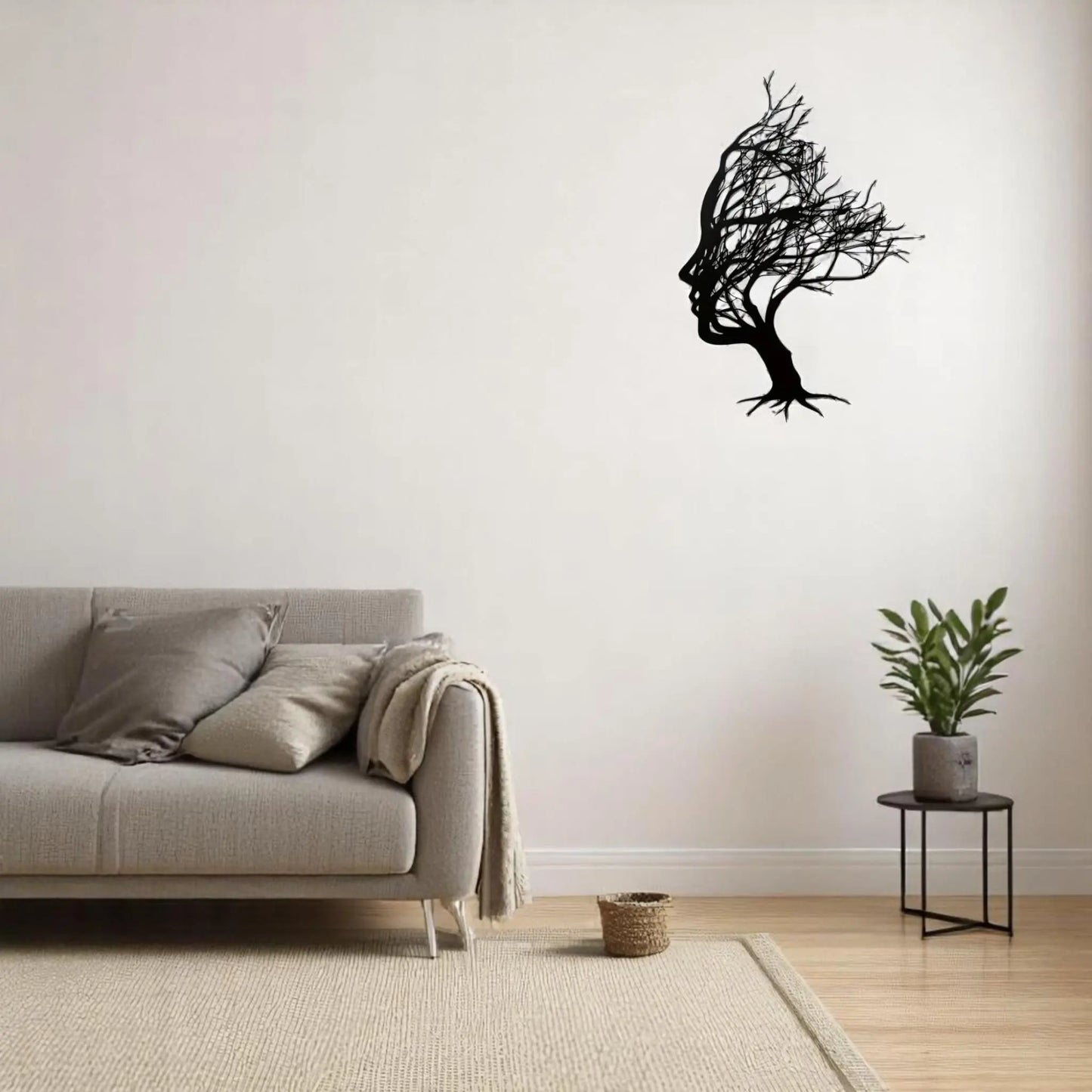Tree Face Metal Wall Art – Abstract Modern Female Silhouette Decor  Geniogoods