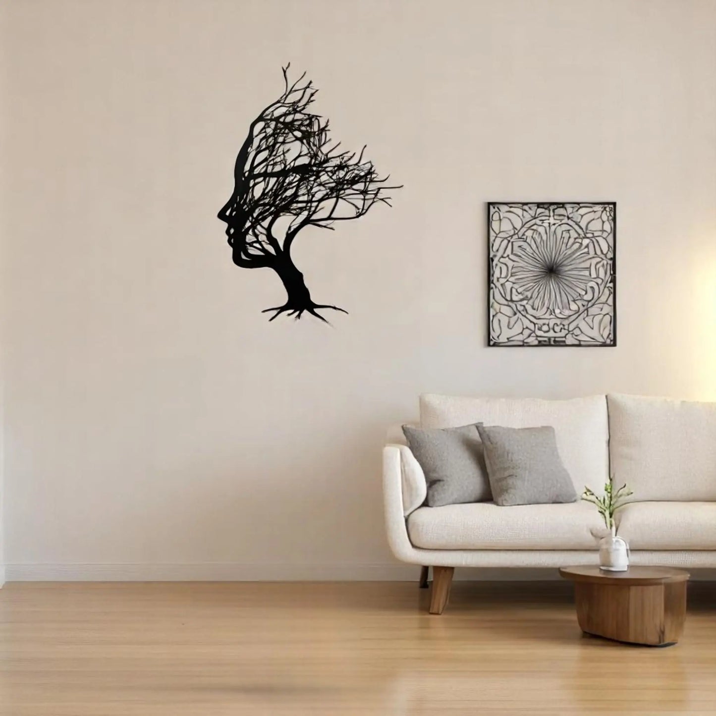 Tree Face Metal Wall Art – Abstract Modern Female Silhouette Decor  Geniogoods