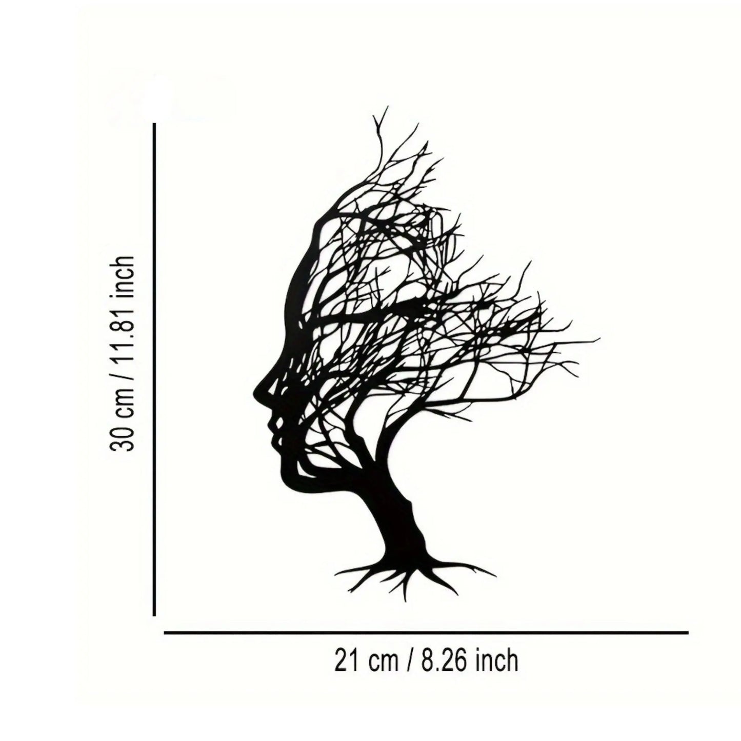Tree Face Metal Wall Art – Abstract Modern Female Silhouette Decor  Geniogoods
