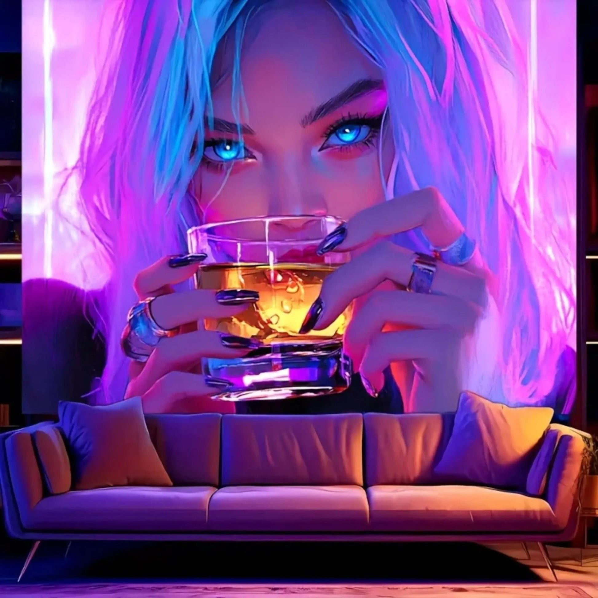 UV Blacklight Drinking Girl Tapestry – Neon Aesthetic Wall Art  Geniogoods