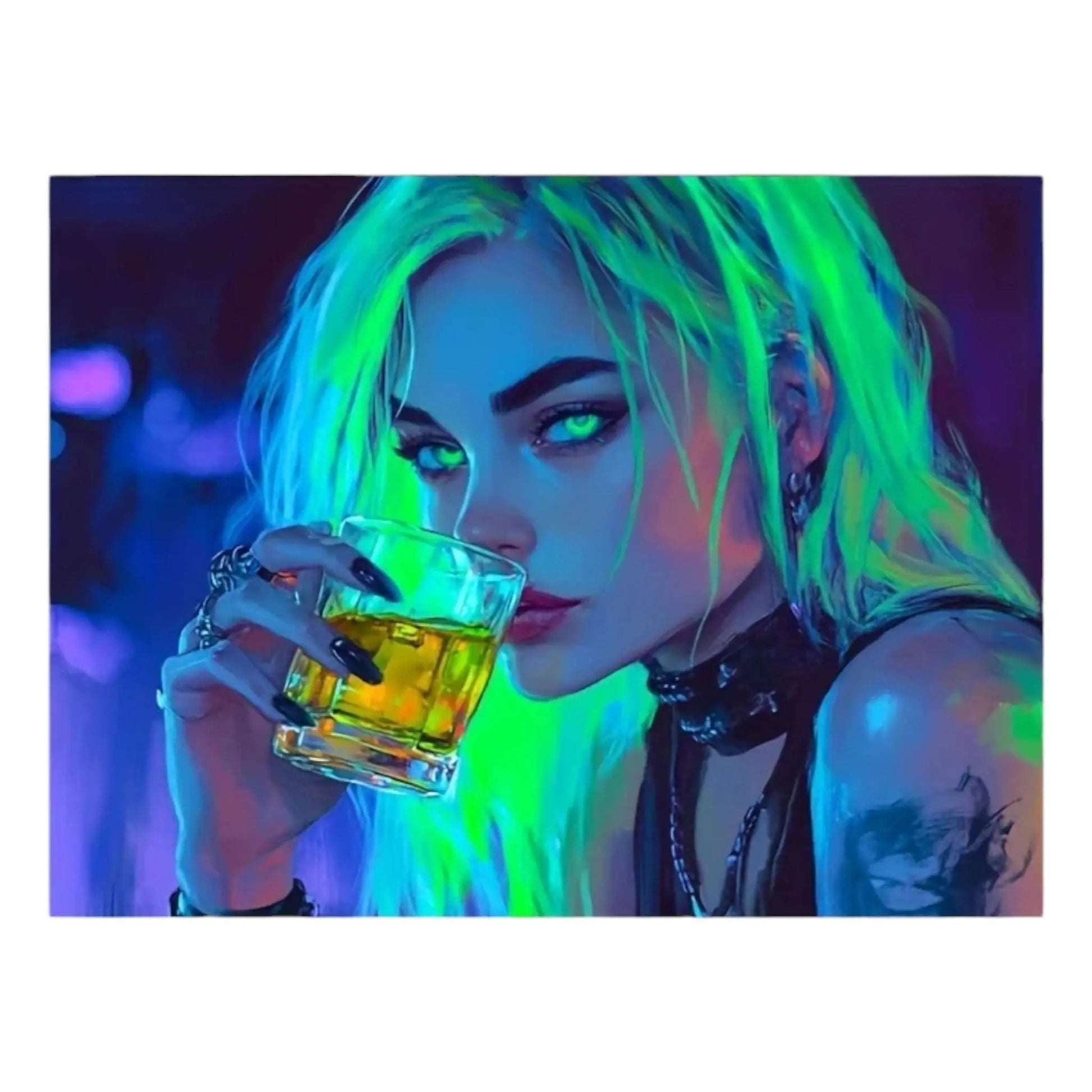 UV Blacklight Drinking Girl Tapestry – Neon Aesthetic Wall Art  Geniogoods