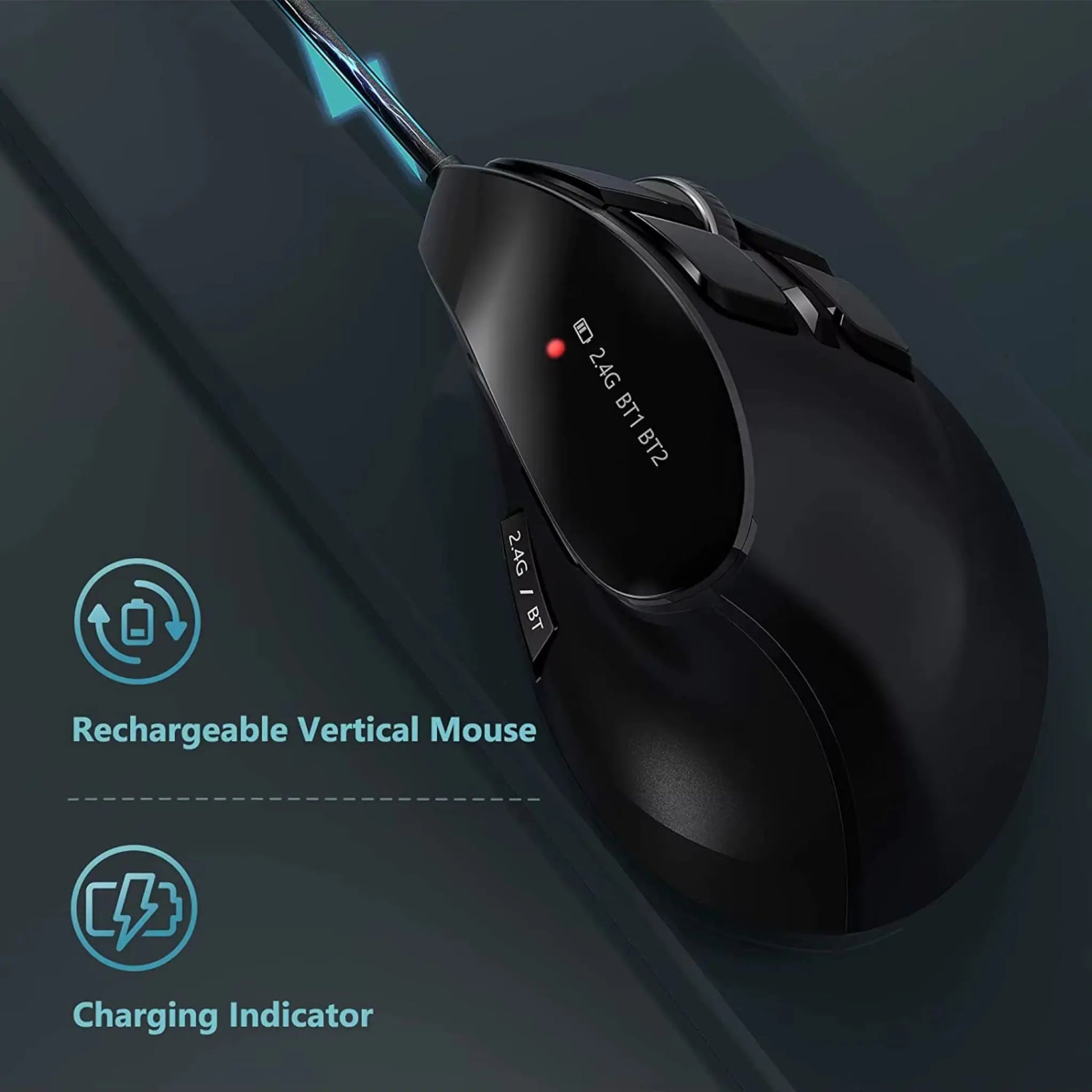 Vertical Ergonomic Wireless Mouse | Bluetooth 5.0 & USB Geniogoods