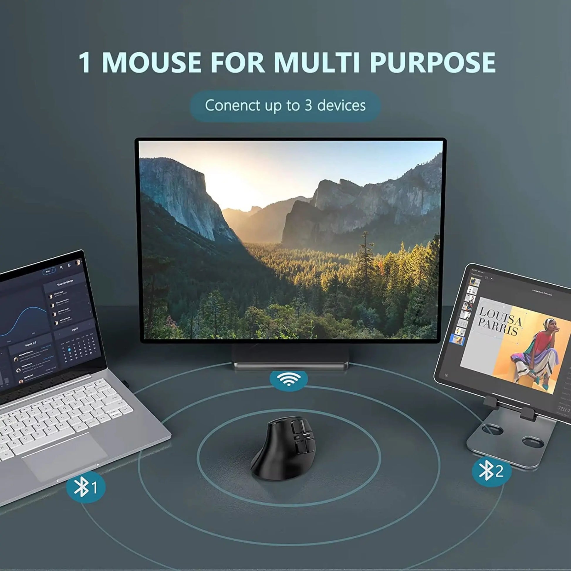 Vertical Ergonomic Wireless Mouse | Bluetooth 5.0 & USB Geniogoods