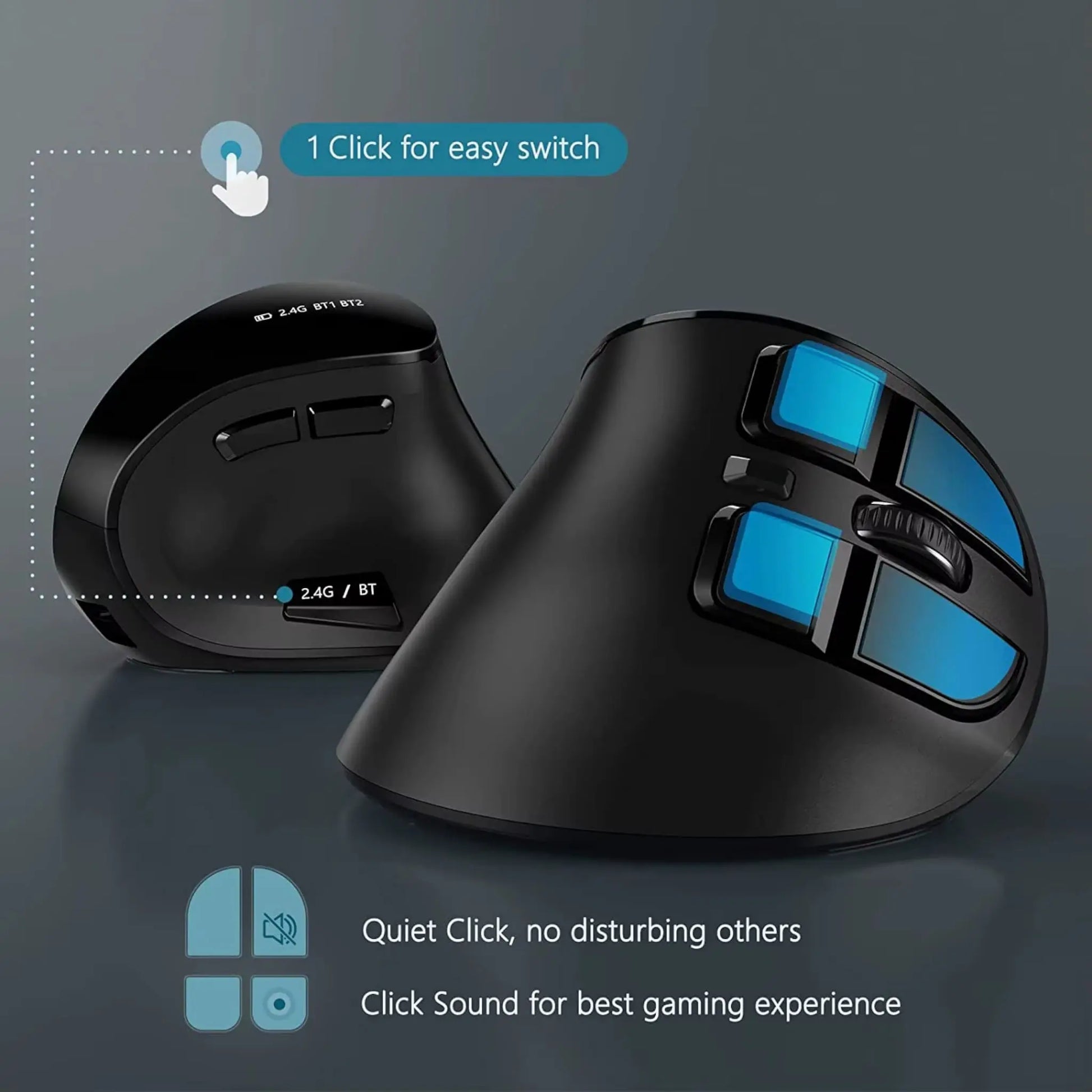 Vertical Ergonomic Wireless Mouse | Bluetooth 5.0 & USB Geniogoods