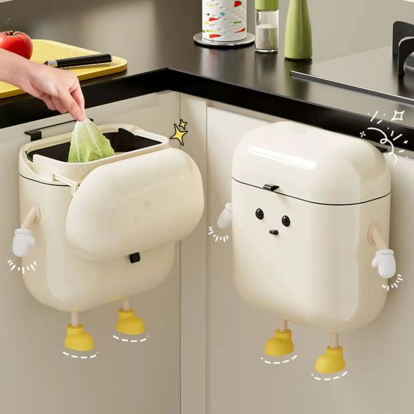 Wall-Mounted Kitchen Trash Can with Lid – 9L/12L Food Waste Bin  Geniogoods