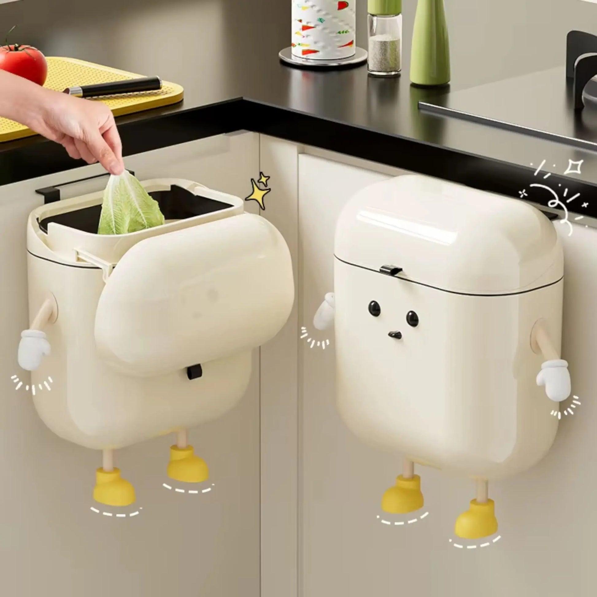 Wall-Mounted Kitchen Trash Can with Lid – 9L/12L Food Waste Bin  Geniogoods
