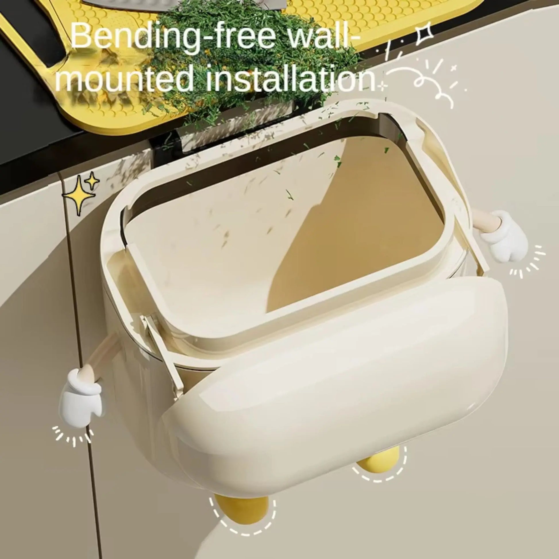 Wall-Mounted Kitchen Trash Can with Lid – 9L/12L Food Waste Bin  Geniogoods