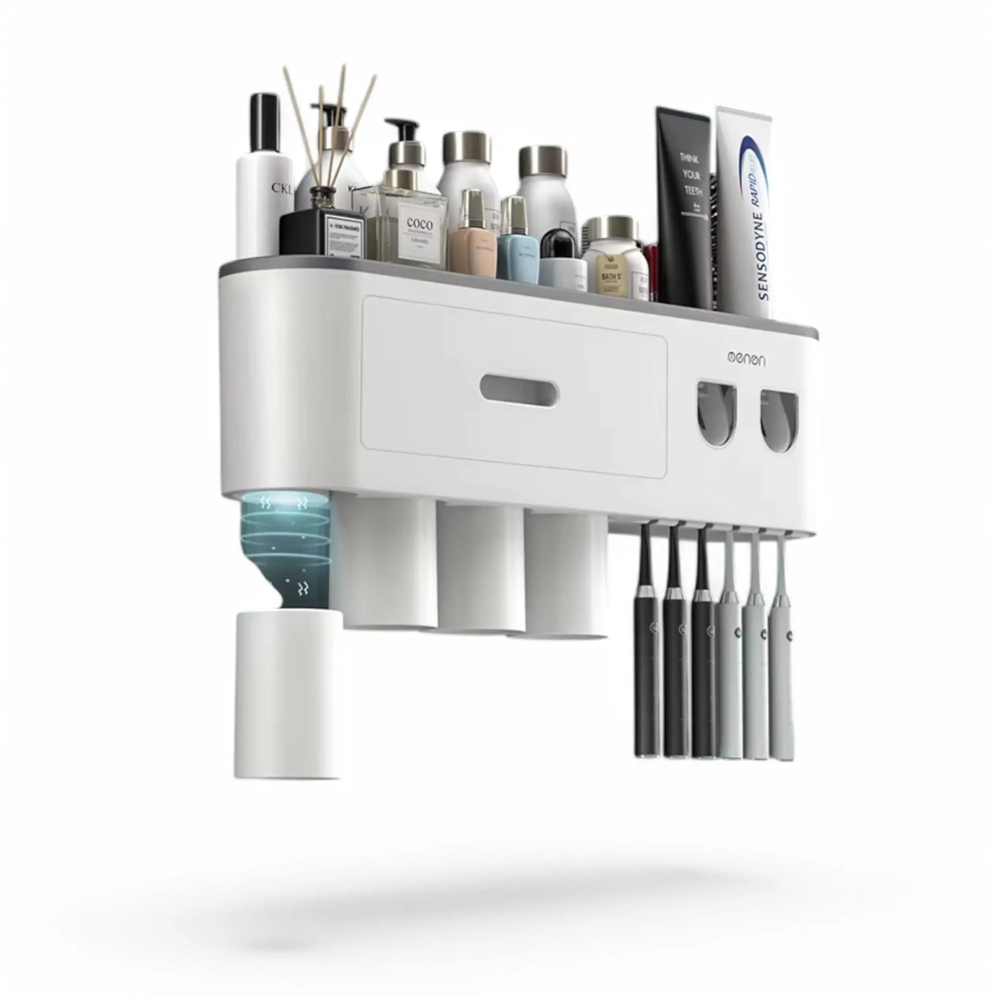 Wall-Mounted Toothbrush Holder with Dispenser – Magnetic Bathroom Rack  Geniogoods