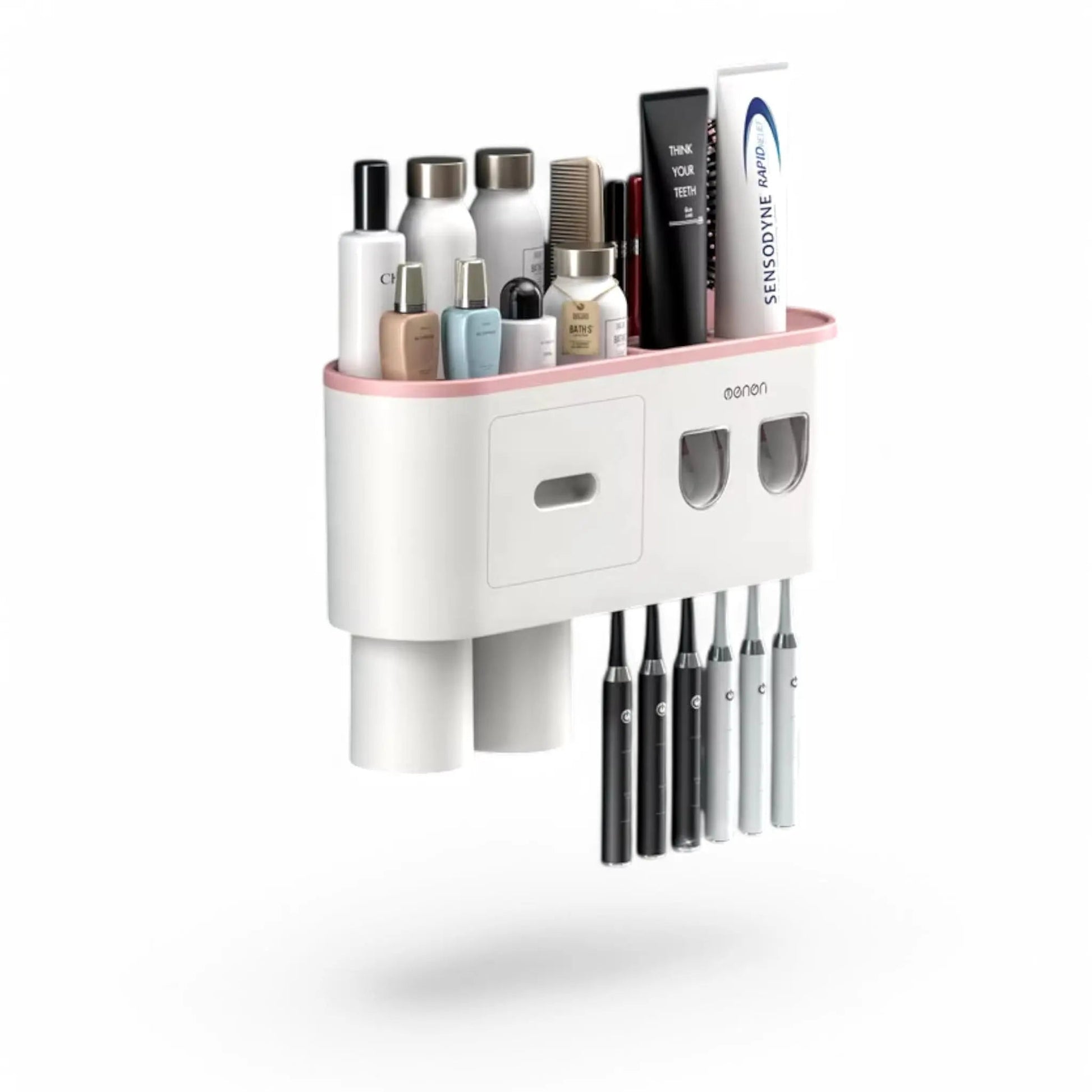 Wall-Mounted Toothbrush Holder with Dispenser – Magnetic Bathroom Rack  Geniogoods