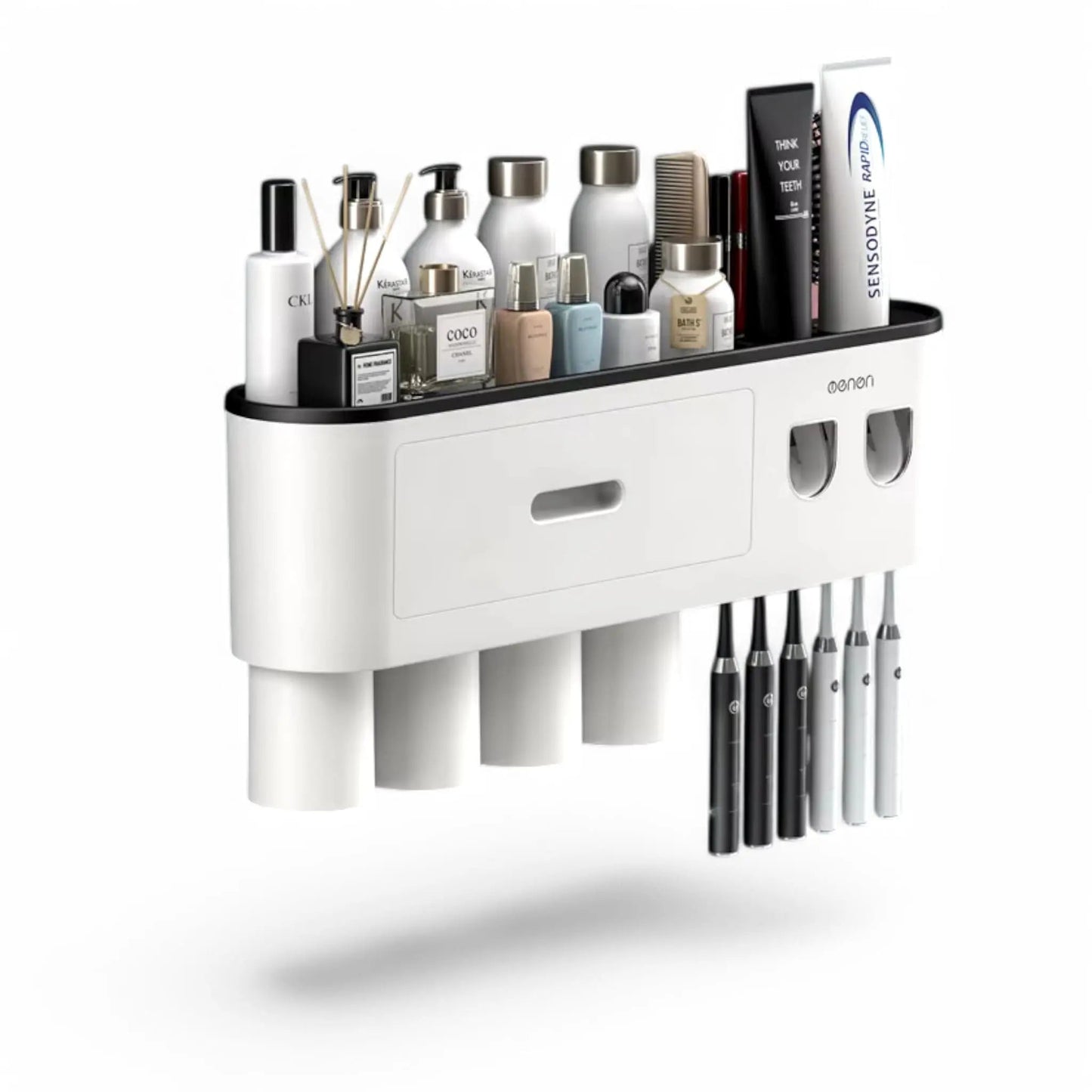 Wall-Mounted Toothbrush Holder with Dispenser – Magnetic Bathroom Rack  Geniogoods