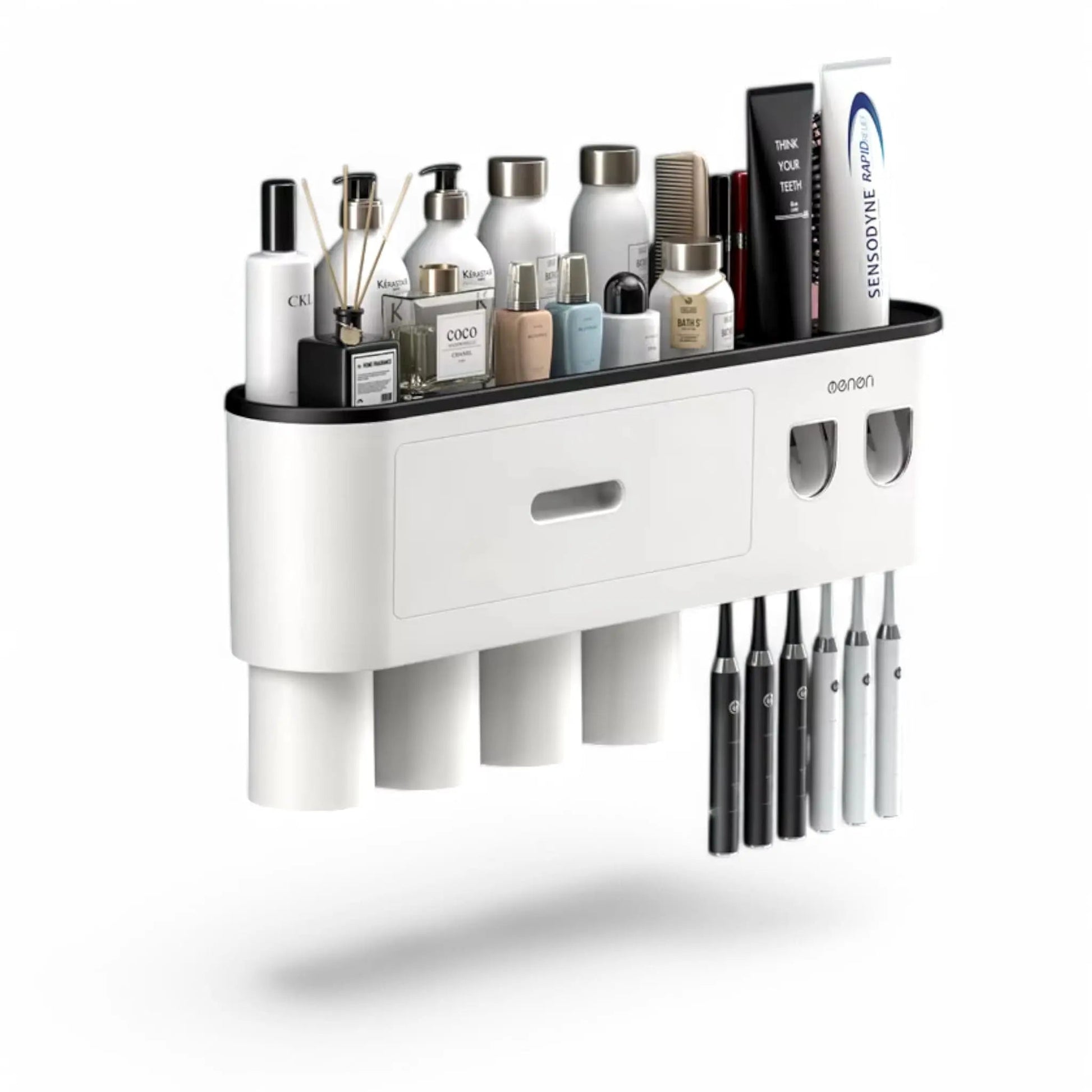 Wall-Mounted Toothbrush Holder with Dispenser – Magnetic Bathroom Rack  Geniogoods