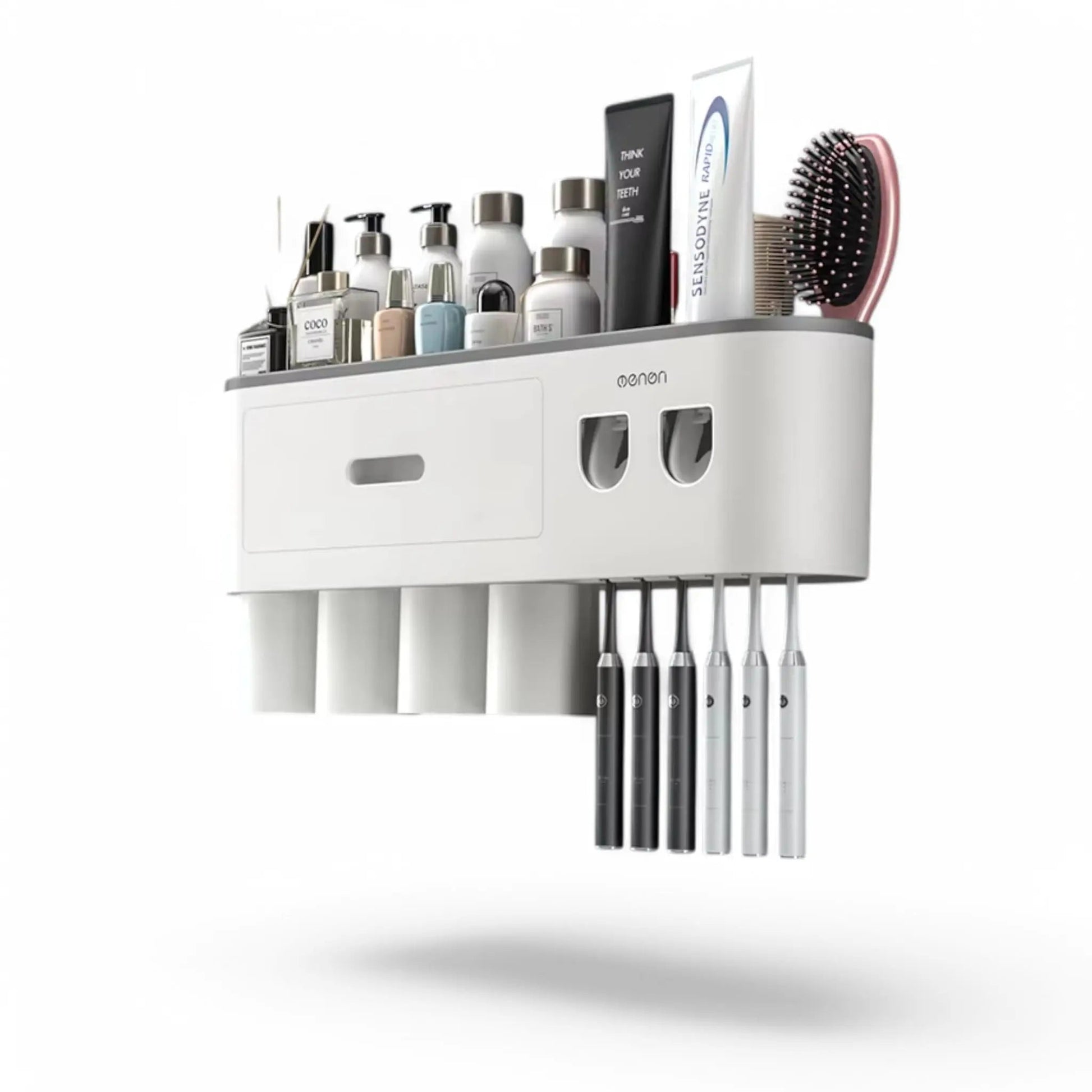 Wall-Mounted Toothbrush Holder with Dispenser – Magnetic Bathroom Rack  Geniogoods