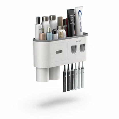 Wall-Mounted Toothbrush Holder with Dispenser – Magnetic Bathroom Rack  Geniogoods