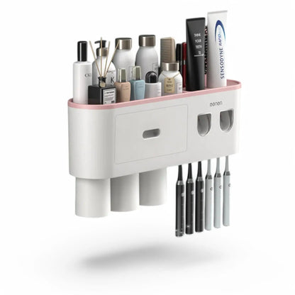 Wall-Mounted Toothbrush Holder with Dispenser – Magnetic Bathroom Rack  Geniogoods