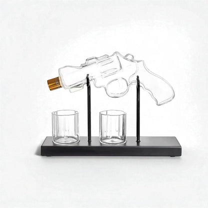 Whiskey decanter gun set – glass pistol bottle with 2 shot glasses  Geniogoods