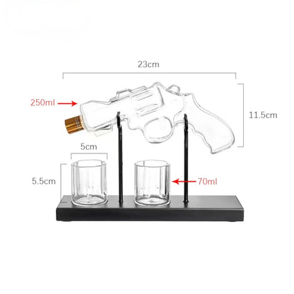 Whiskey decanter gun set – glass pistol bottle with 2 shot glasses  Geniogoods