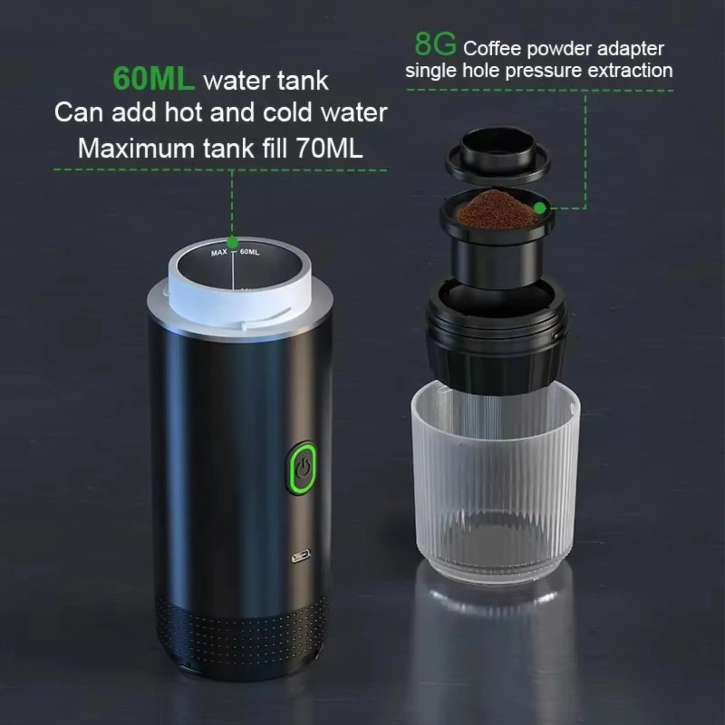Wireless Portable Espresso Coffee Machine – 20 Bar, 3-in-1 Capsule
