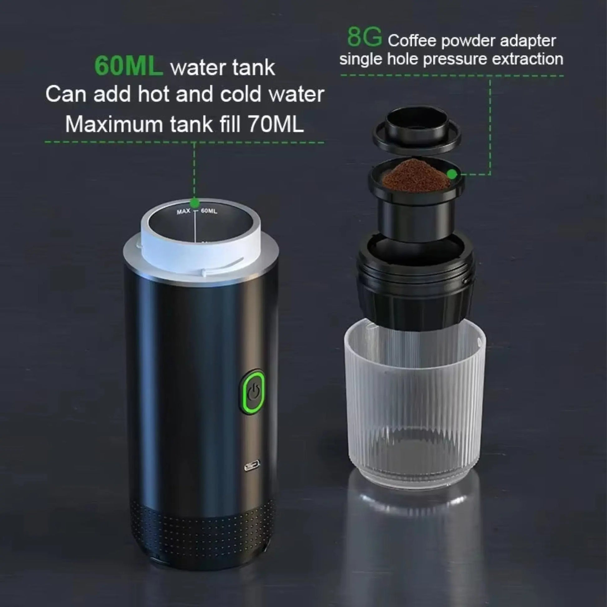 Wireless Portable Espresso Coffee Machine – 20 Bar, 3-in-1 Capsule
