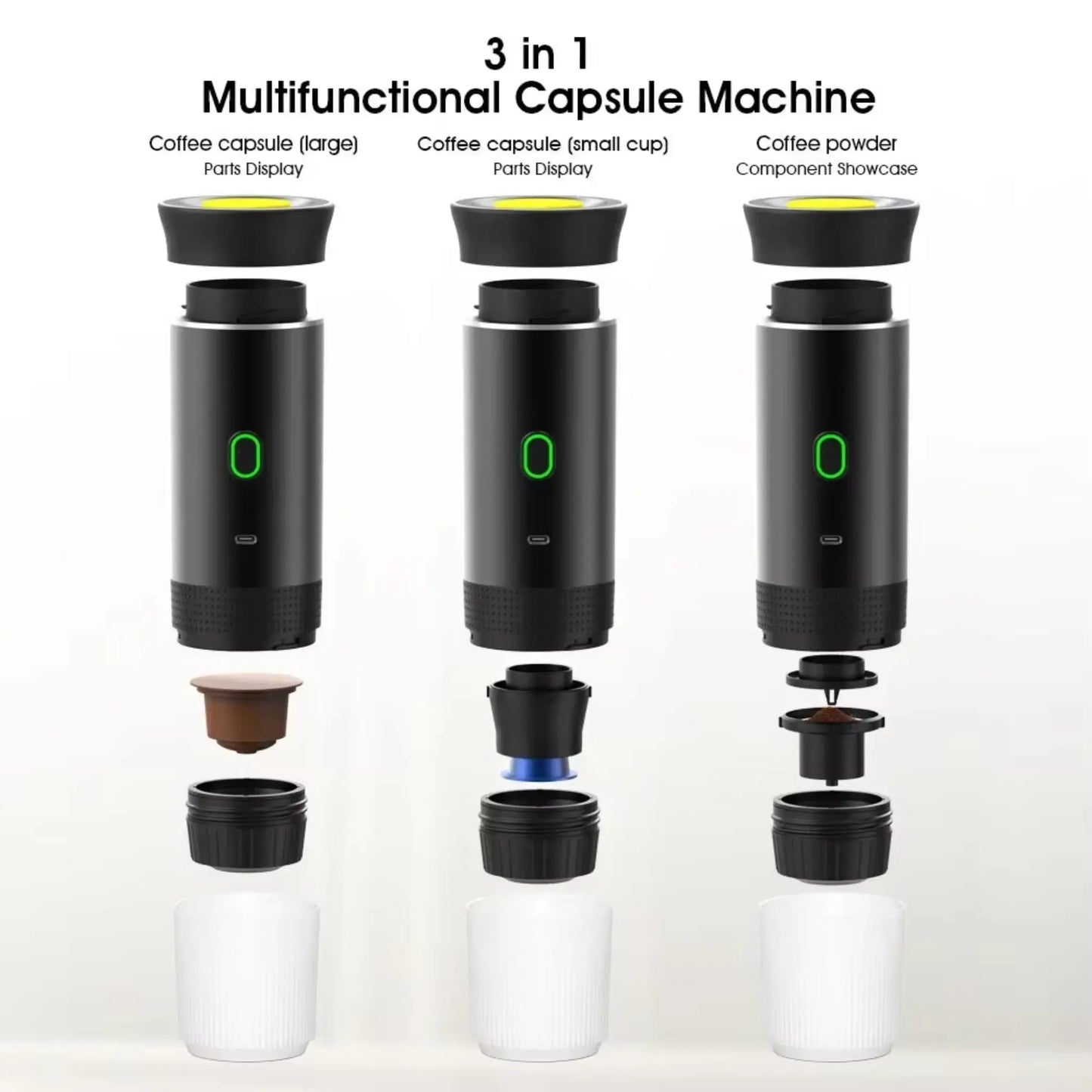 Wireless Portable Espresso Coffee Machine – 20 Bar, 3-in-1 Capsule