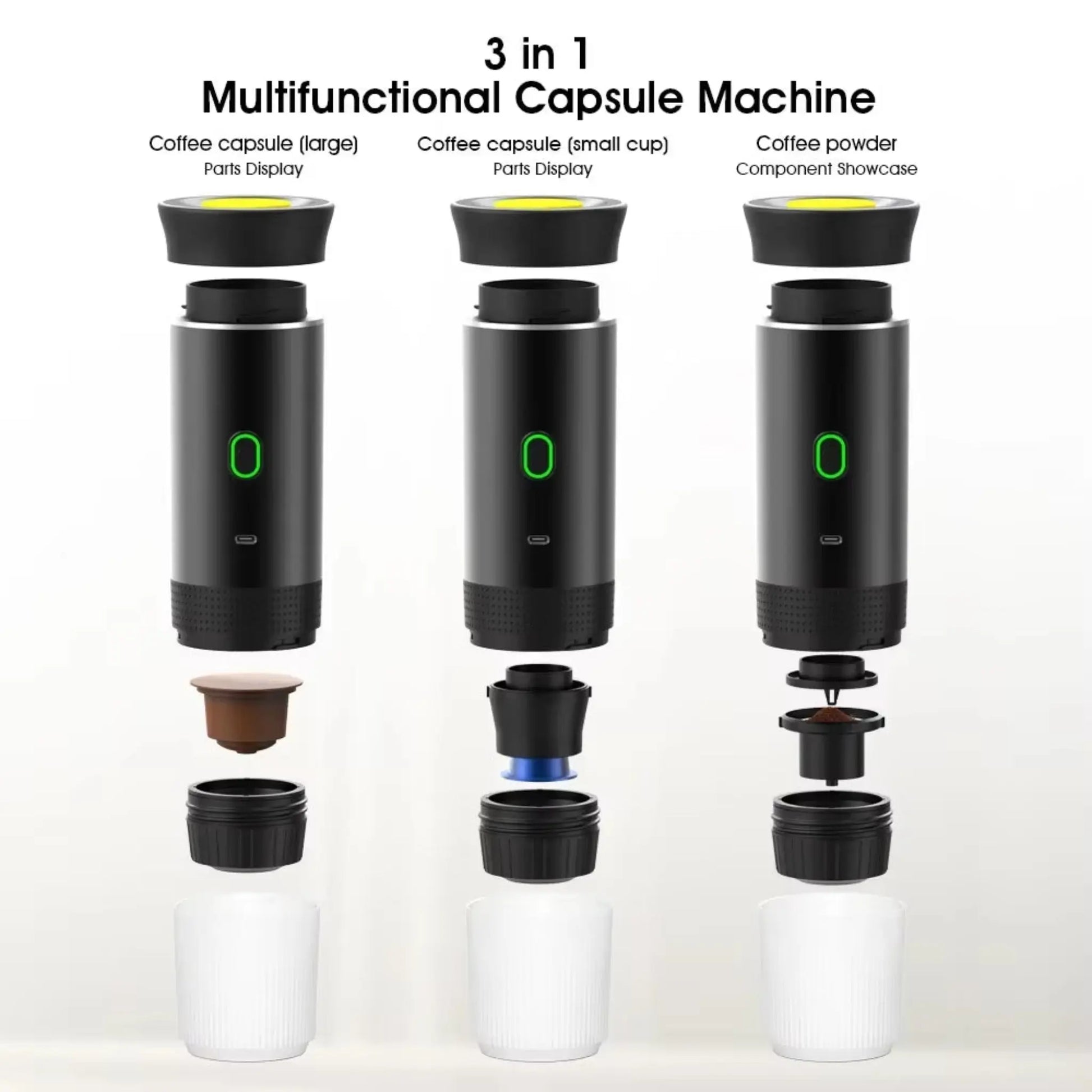 Wireless Portable Espresso Coffee Machine – 20 Bar, 3-in-1 Capsule