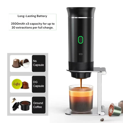 Wireless Portable Espresso Coffee Machine – 20 Bar, 3-in-1 Capsule  Geniogoods