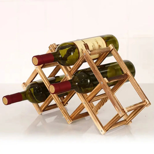 Wooden Wine Rack | Foldable Solid Wood Wine Bottle Organizer 