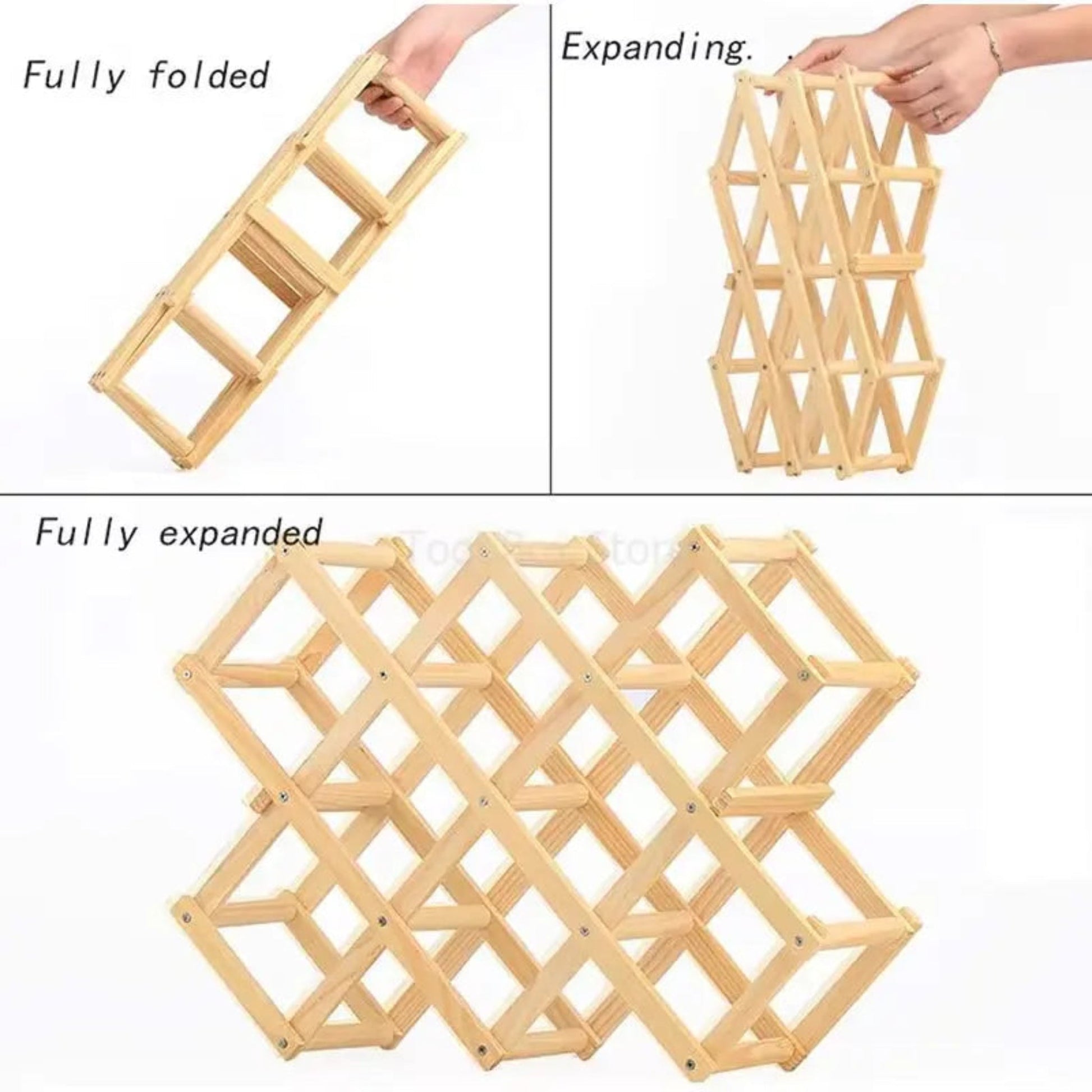 Wooden Wine Rack | Foldable Solid Wood Wine Bottle Organizer 