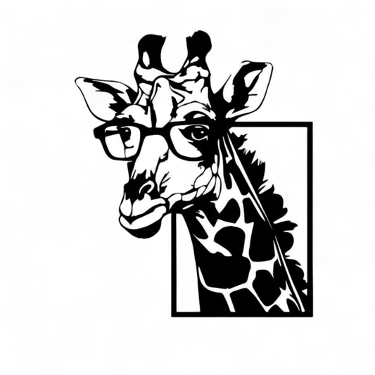Giraffe Metal Wall Art with Glasses – Fun Animal Lover Decor