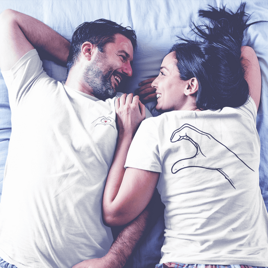 Heart Hands Couple T-Shirt Left Hand Back Print – original gamer merch by GenioGoods