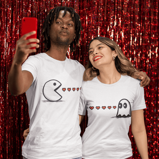 Arcade Couple T-Shirt – Player Side – original gamer merch by GenioGoods