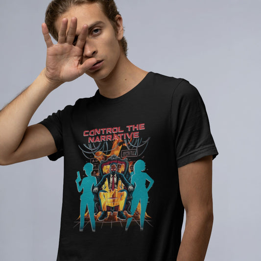 T-shirt Split Fiction Contrôlez la Narration – Art Gamer Dystopique