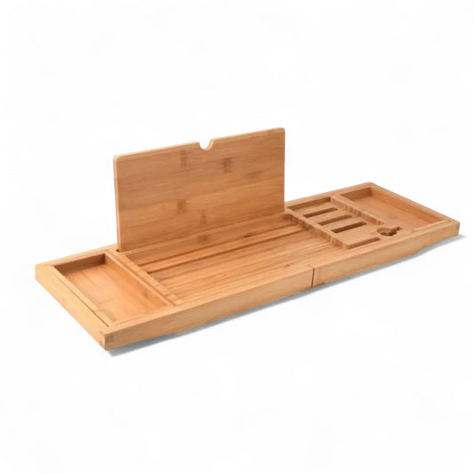 Bamboo bathtub caddy tray – adjustable spa shelf for wine & tablet  Geniogoods