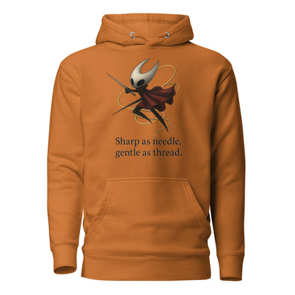 Hornet silksong hoodie needle quote minimalist fan art – fan-made gamer merch by GenioGoods