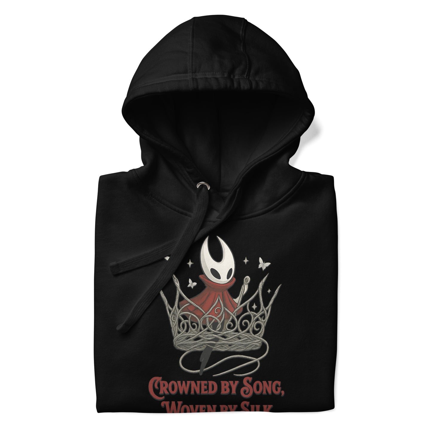 Crowned by Song Hoodie – Silksong Hornet Fan Art Tribute – fan-made gamer merch by GenioGoods