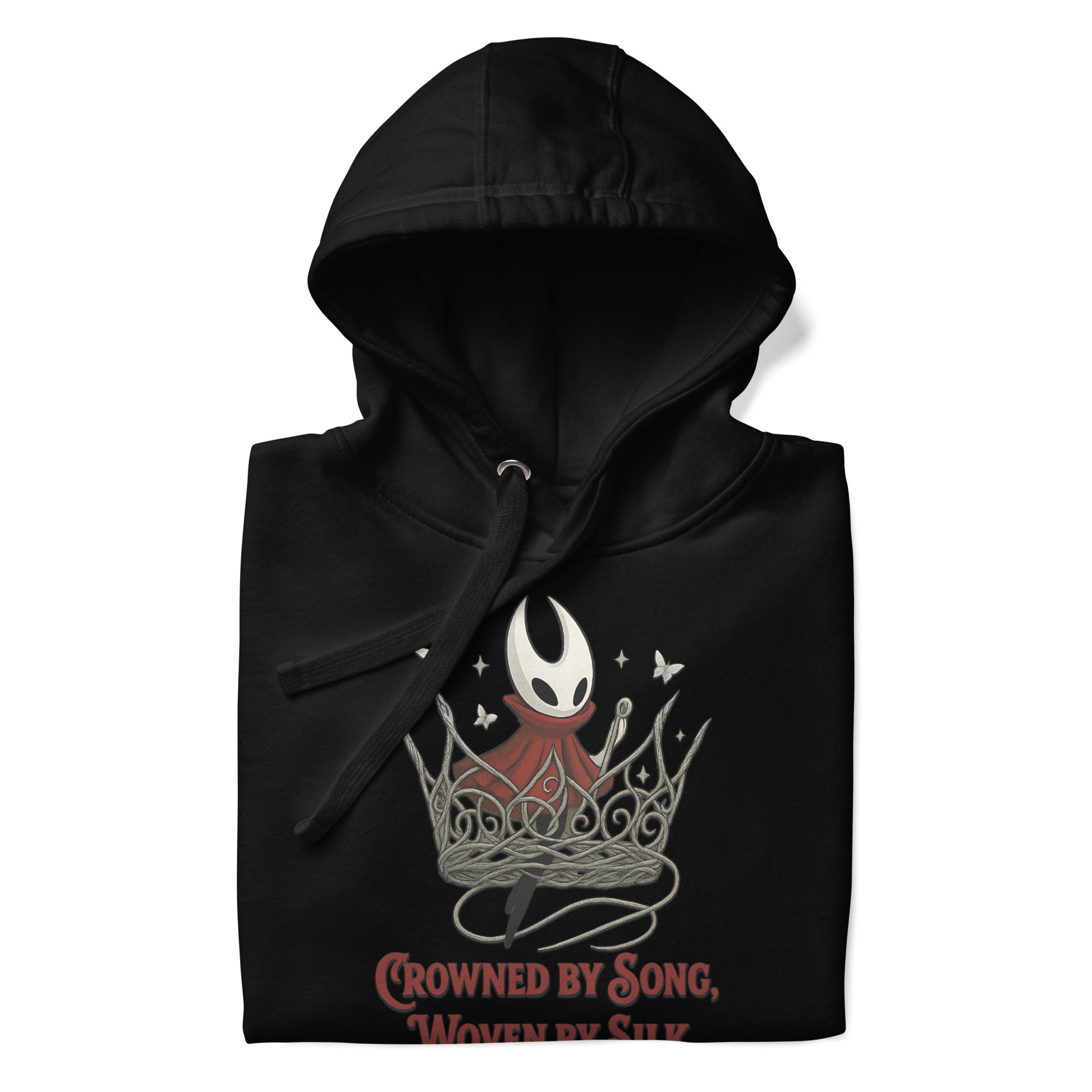 Crowned by Song Hoodie – Silksong Hornet Fan Art Tribute – fan-made gamer merch by GenioGoods
