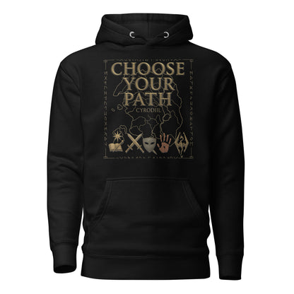 Oblivion Choose Your Path Hoodie – Cyrodiil Map Edition – fan-made gamer merch by GenioGoods