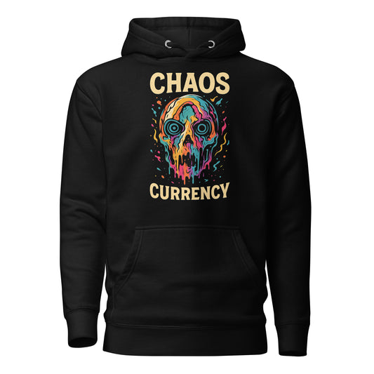 Borderlands 4 Chaos Currency Hoodie featuring a vibrant dripping skull design on a black background.