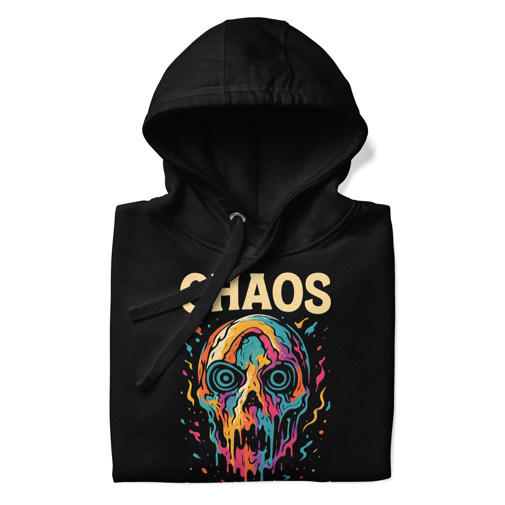 Borderlands 4 Chaos Currency Hoodie featuring a vibrant dripping skull design with the word 'CHAOS'.