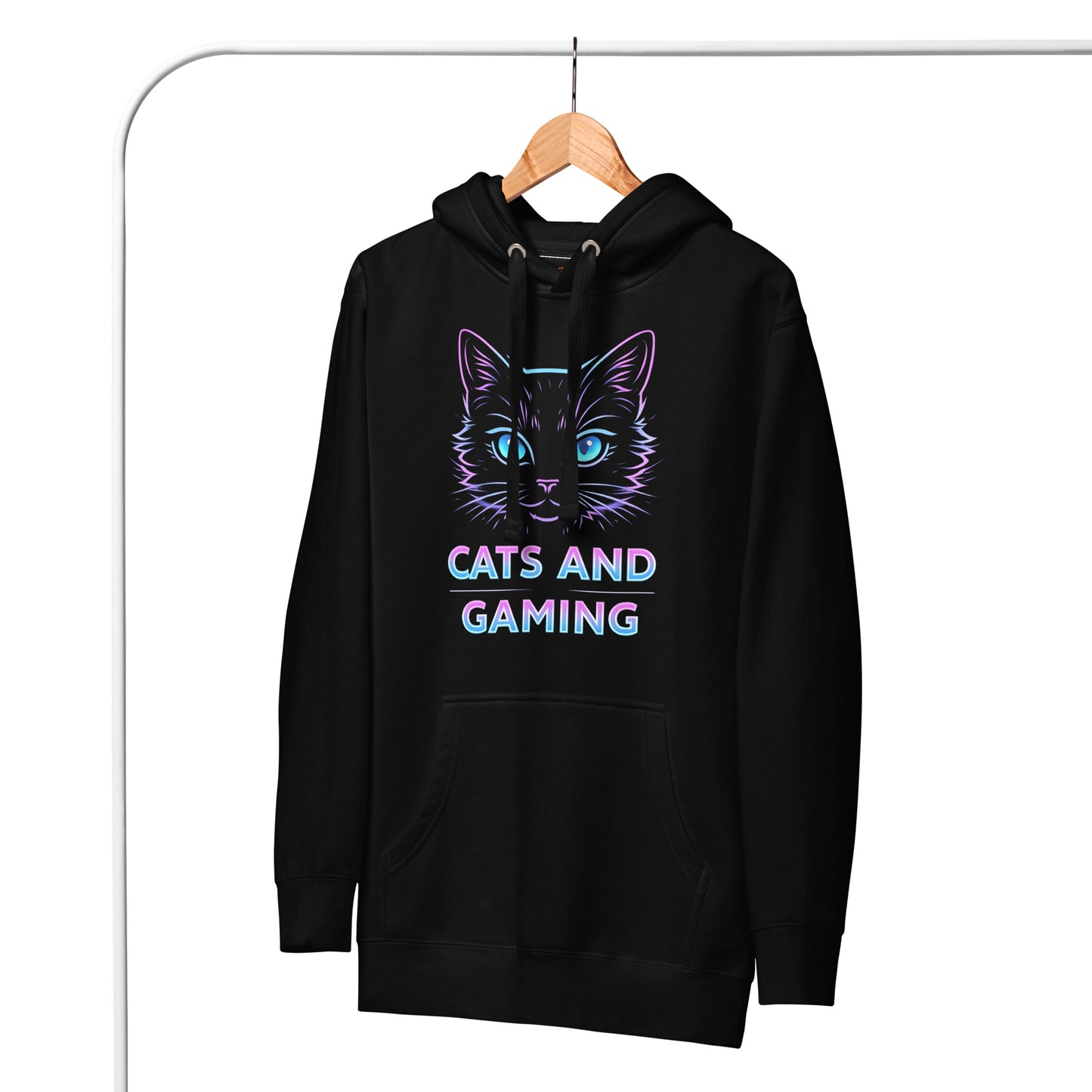 Cats and gaming hoodie neon gamer cat aesthetic – original gamer merch by GenioGoods