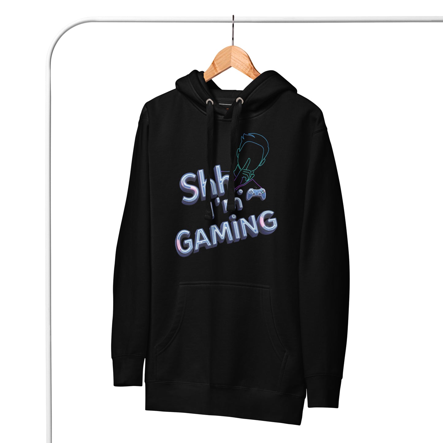 Shh Im Gaming Hoodie Neon Humor For Real Gamers – original gamer merch by GenioGoods